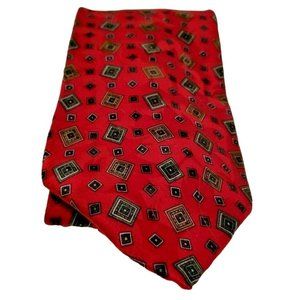 LIBERTY OF LONDON 100% Silk Red Blue Yellow Geometric Diamond Gent's Tie Necktie